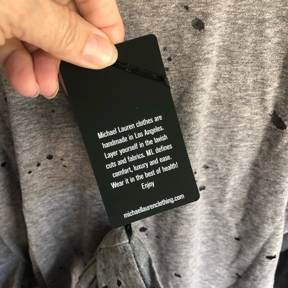 Michael Lauren Top Pullover Long Sleeve Distressed Holes Vintage Inspired Gray - Picture 8 of 10